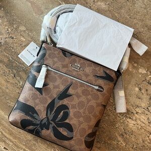 Coach Mini Rowan File Bag in Signature Canvas with Bows